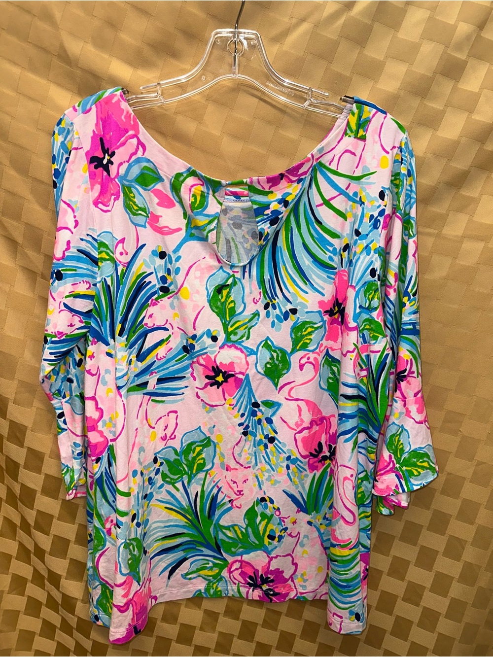 Lilly Pulitzer Pink Multi Floral Boatneck Top
